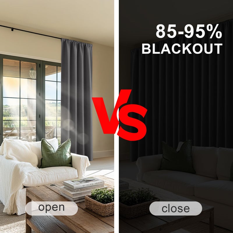 PONY DANCE Grey Black Out Curtains 84 inches Long for Bedroom, Blackout Window Curtain Rod Pocket Thermal Insulated Light Blocking Drapes Energy Saving for Living Room, W 52 x L 84 inches, 2 Panels - Image 3